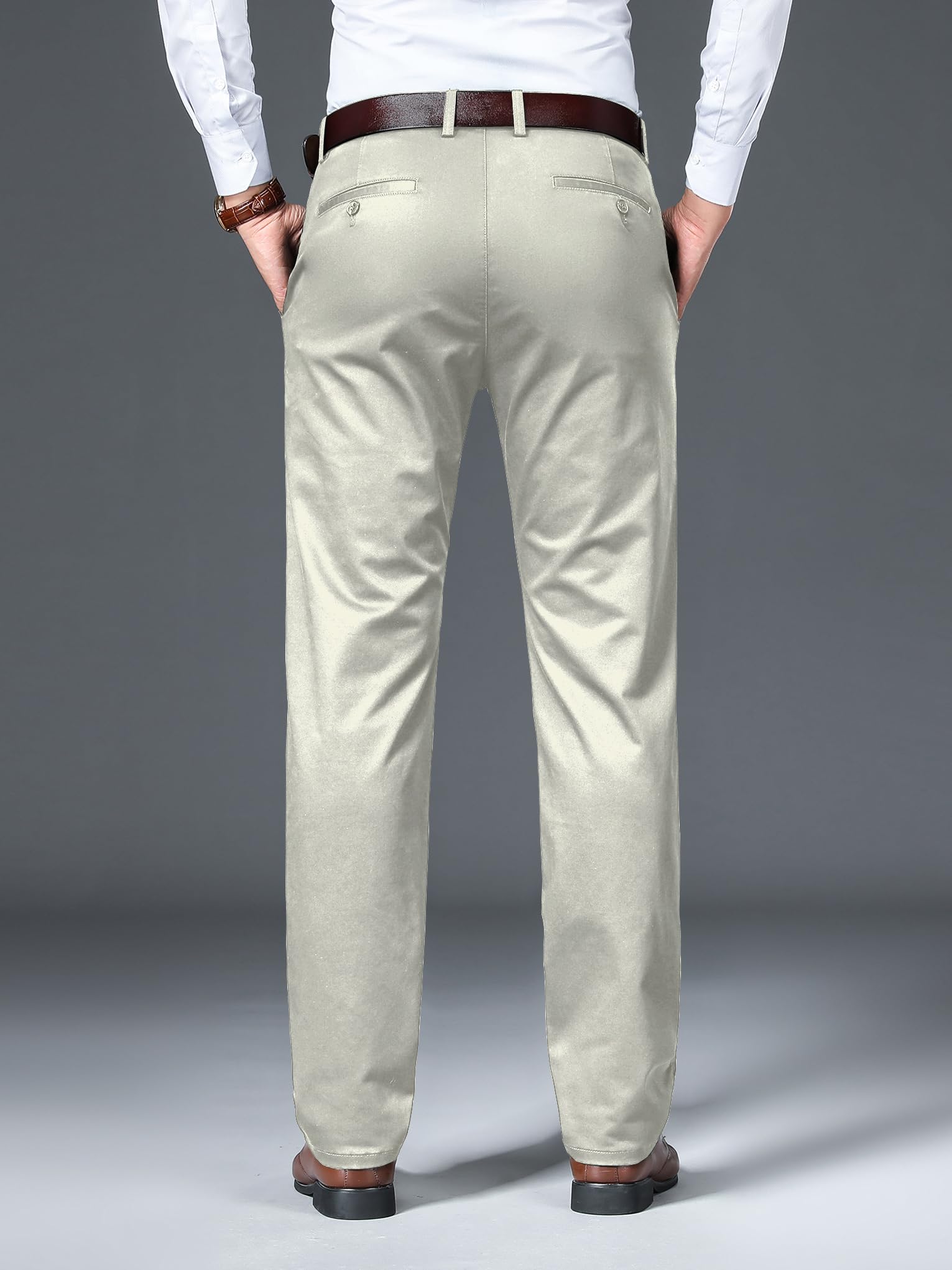 AVANOVA Regular Classic Design for Business and Formal Occasions (Mens Stretch Dress Pants 126_Beige