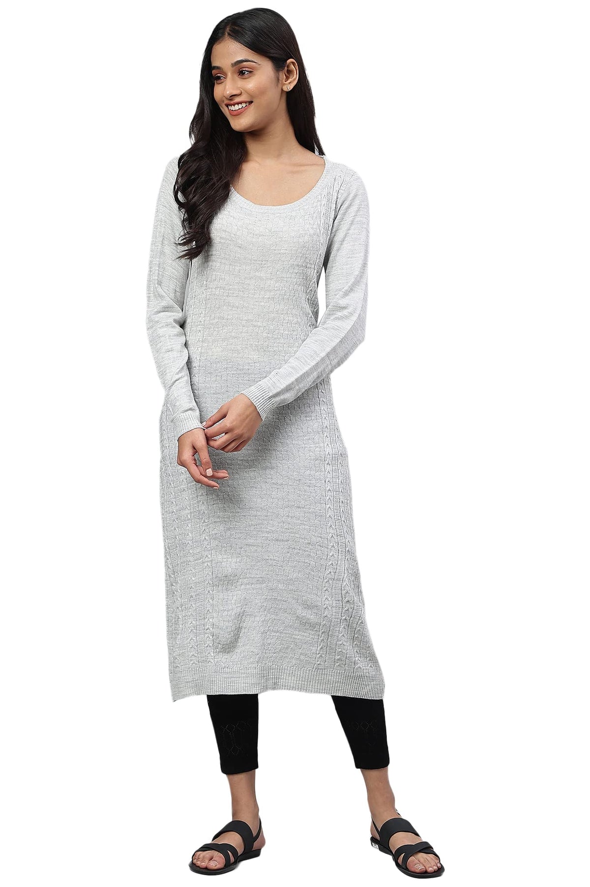 Aurelia WomenS Acrylic Regular Kurta (22Noa13535-604286_Grey