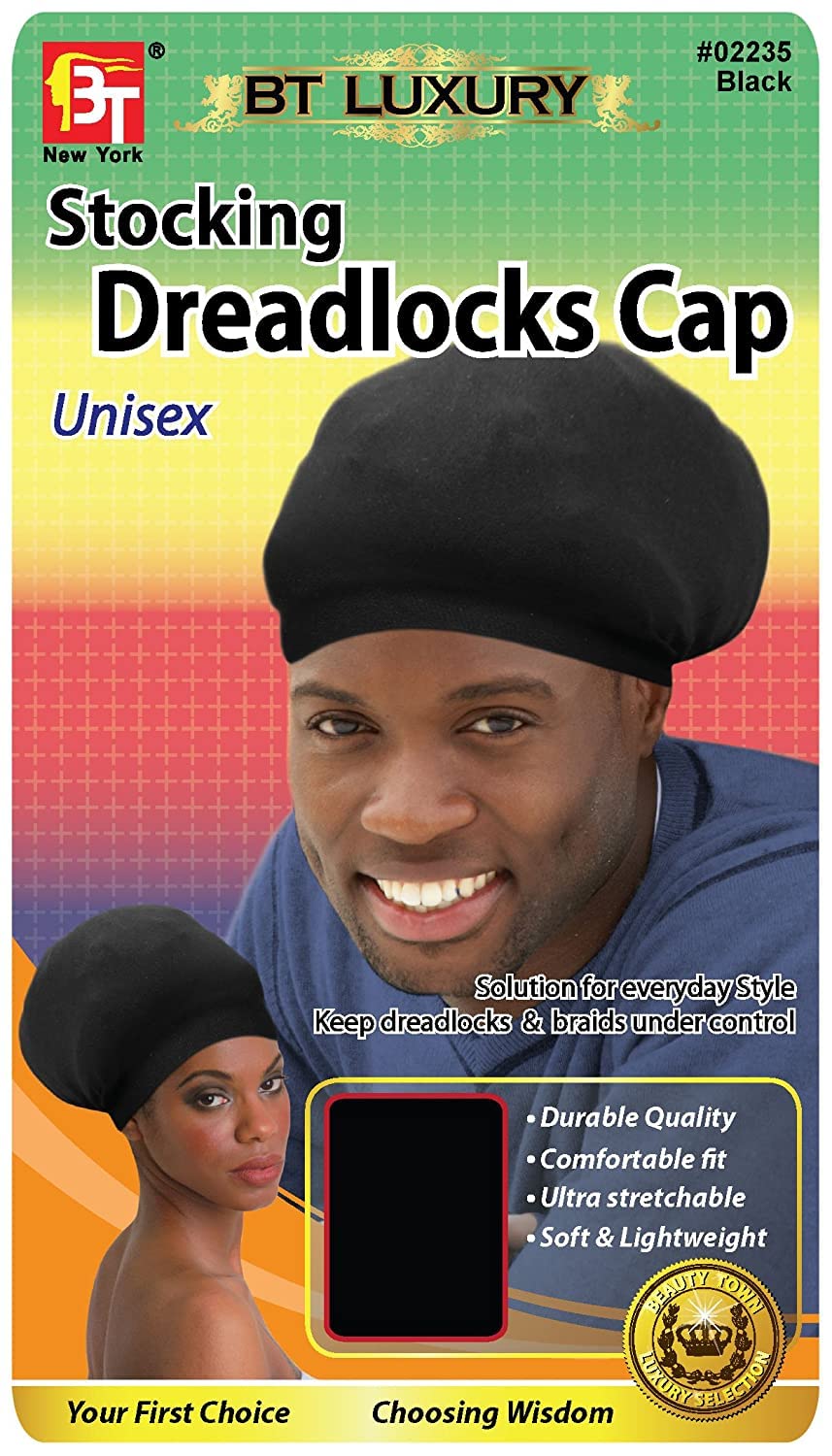 Beauty Town Stocking Dreadlocks Cap - Black, Comfortable fit, stretchable, super stretchy, soft, durable, lightweight, stays on 