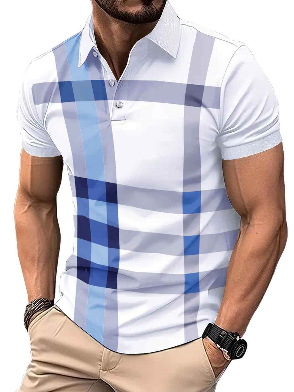 Noble Monk MenS Regular Fit Polo T Shirt |Half Sleeves |Collar Tshirts T Shirt | Casual Tshirt White Sky Blue