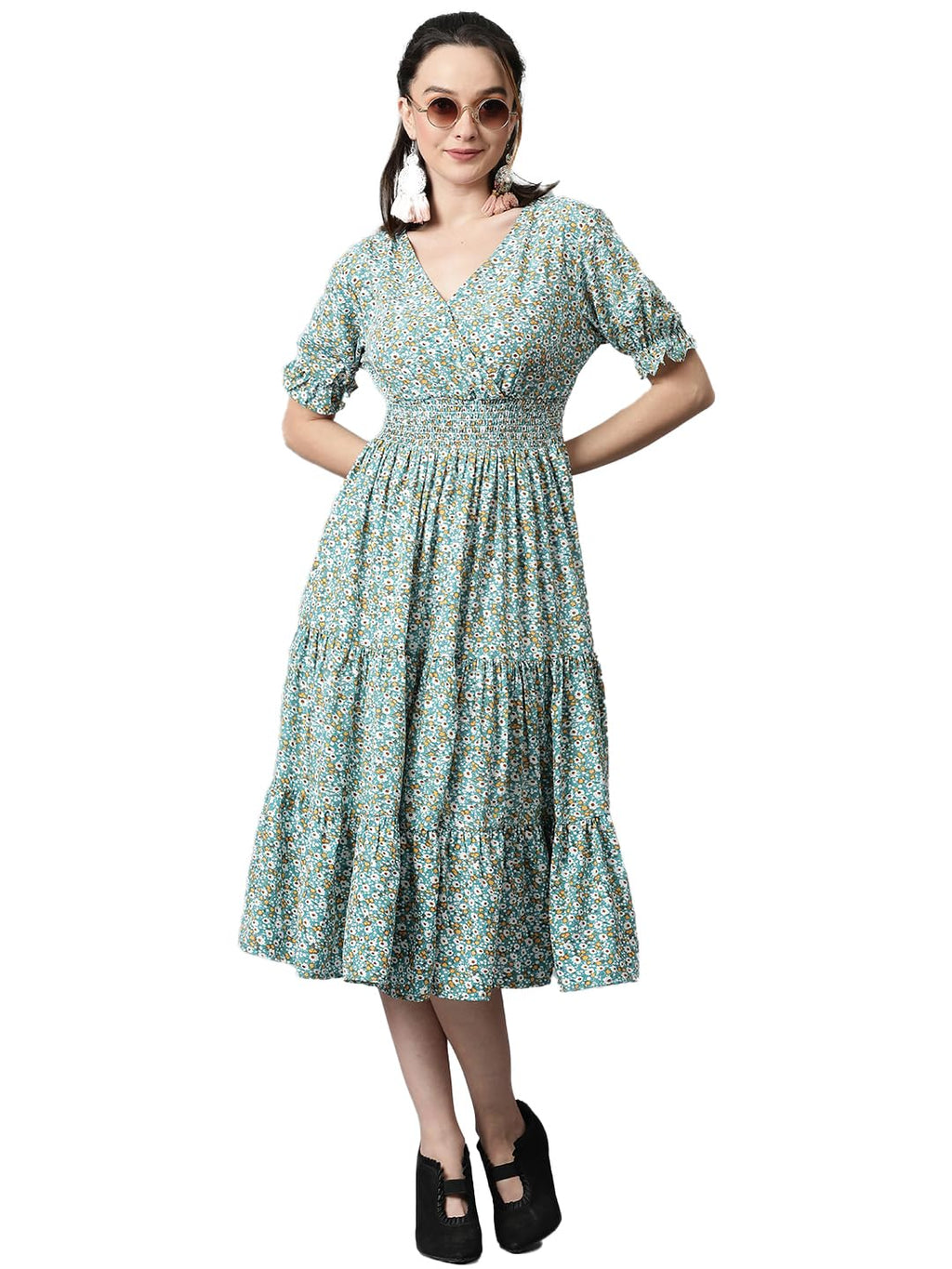 Kotty WomenS Fit And Flare Printed Multicolor Dress