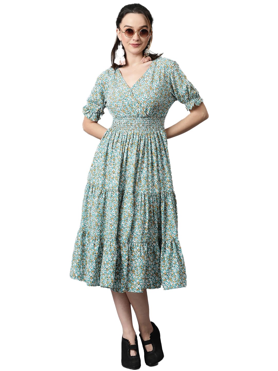 Kotty WomenS Fit And Flare Printed Multicolor Dress