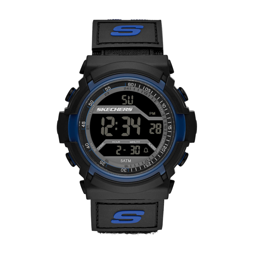 Skechers Men's Flournoy Digital Chronograph Watch, Color: Black/Blue (Model: SR1032)