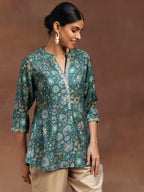 Libas WomenS Silk Blend Printed A-Line Kurtis (29109O_Green