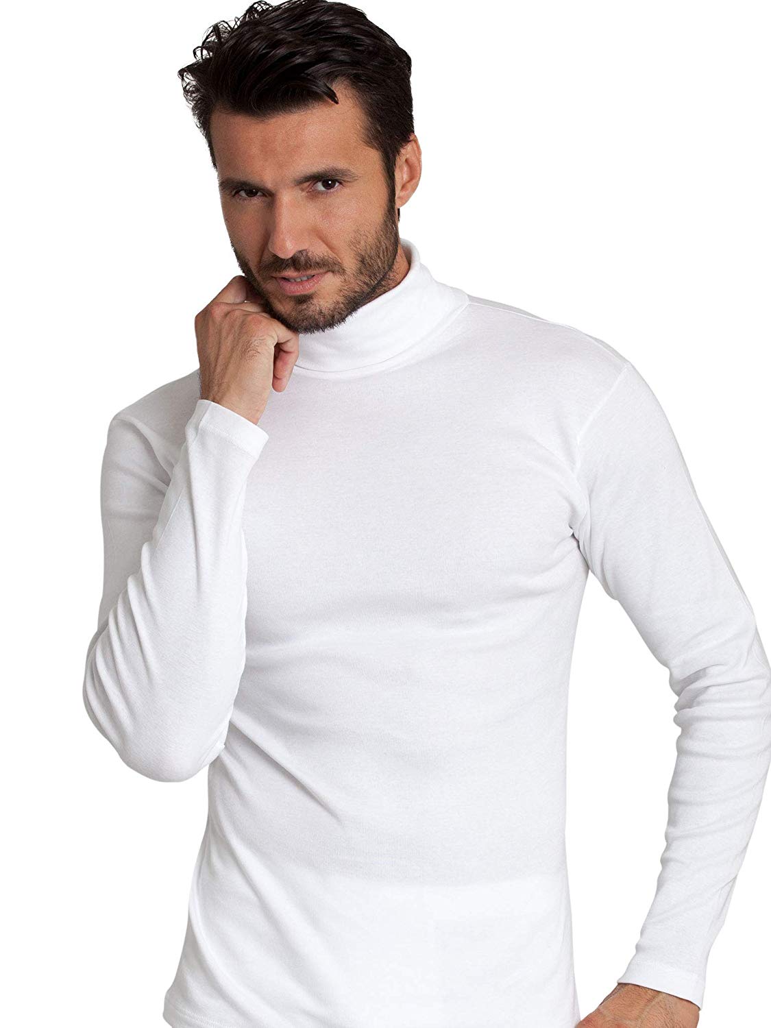 BASIC COTTON Free Spirit Premium Quality 100% Brushed/Fleece Cotton Men's Turtleneck Made in Italy (955)