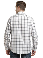 Turtle Men 100% Cotton Slim Fit White Checkered Full Sleeve Casual Shirt