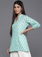 Libas Blue Printed Cotton Straight Kurti