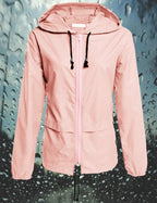 Avoogue Raincoat Women Lightweight Waterproof Rain Jackets Bike Jackets Packable Outdoor Hooded Windbreaker (Pink L)
