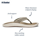 OLUKAI Ulele Men's Beach Sandals, Quick-Dry Flip-Flop Slides, Water Resistant Suede Lining & Wet Grip Soles, Soft Comfort Fit &