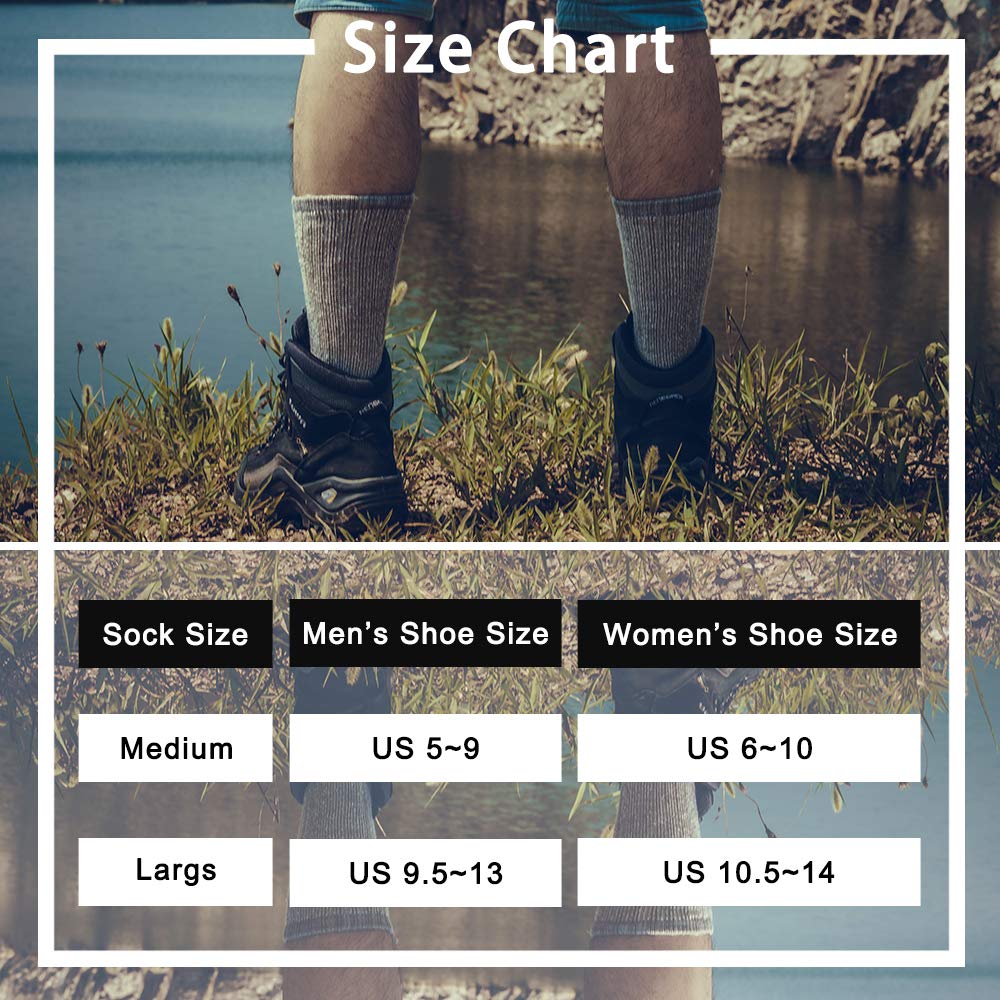 Time May Tell Mens Merino Wool Hiking Cushion Socks Thermal Warm Crew Winter Boot Socks Pack (2Brown,Light Grey,Dark Grey(4 pair