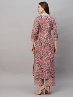 ANNI DESIGNER Womens Cotton Blend Printed Straight Kurta with Pant (Rohila Peach_XXL_Peach_XX-Large)