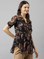 Toochki WomenS Paisley Regular Fit Top (Toochki175-Tp_Black