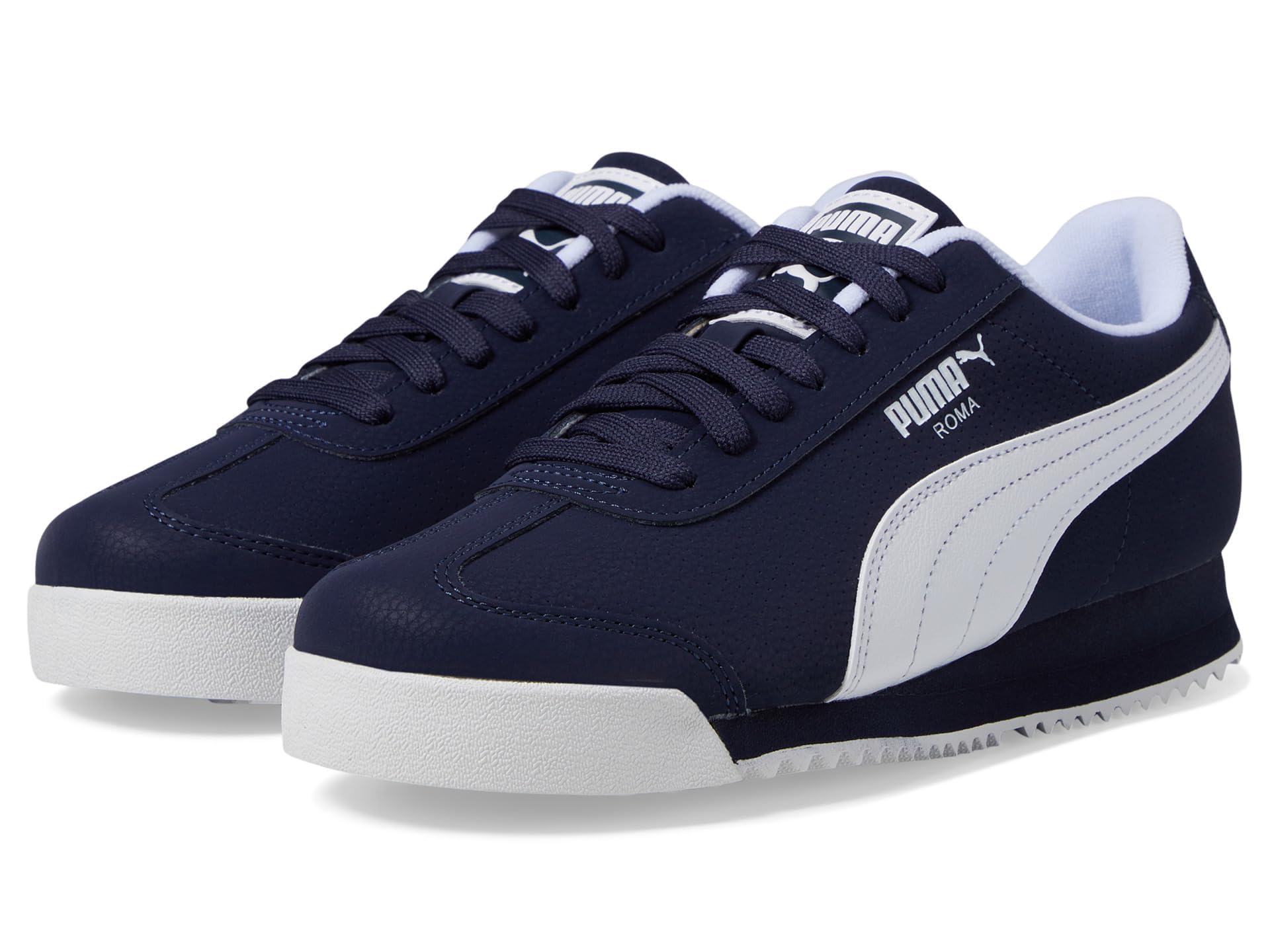 PUMA Roma Sneaker, Navy White, 3 US Unisex Little Kid