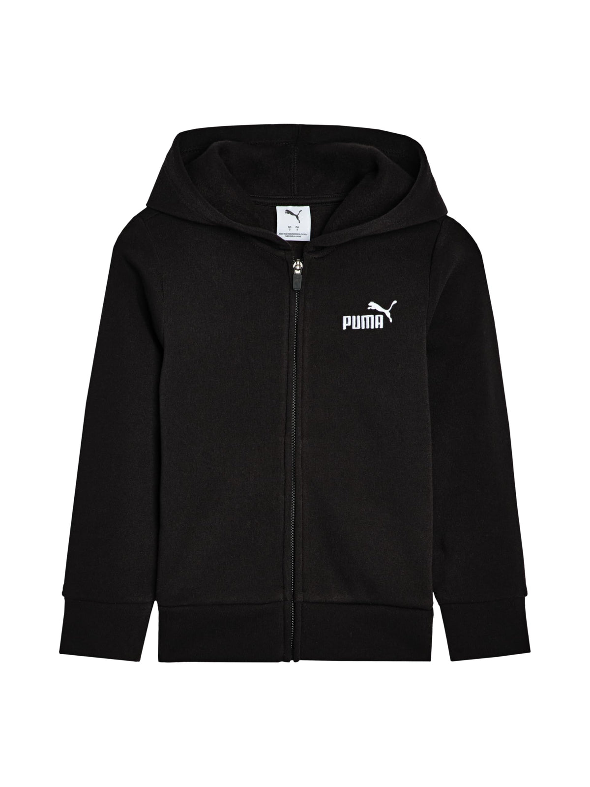 PUMA Boys Essential Basics Logo Zip Up Hoodie, Fleece Sweatshirt, Front Pockets, Puma Black, 7 7