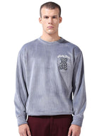 The Indian Garage Co Mens Oversized Self Design Full Sleeves Crew Neck Sweatshirt