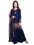 White Button New GirlS Sharara Georgette Salwar Suit For Kids
