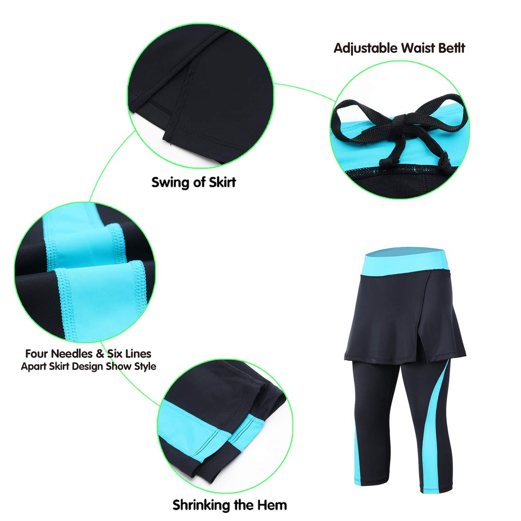 ANIVIVO Women Tennis Legging,Skirted Capri Leggings Tennis Pants for Women& Skirted Leggings(Apart Skirts,L)