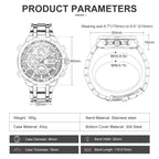 GOLDEN HOUR Luxury Stainless Steel Analog Digital Watches for Men Male Outdoor Sport Waterproof Big Heavy Wristwatch (Gold White