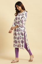 W White Floral Printed Gota Regular Kurta For Women