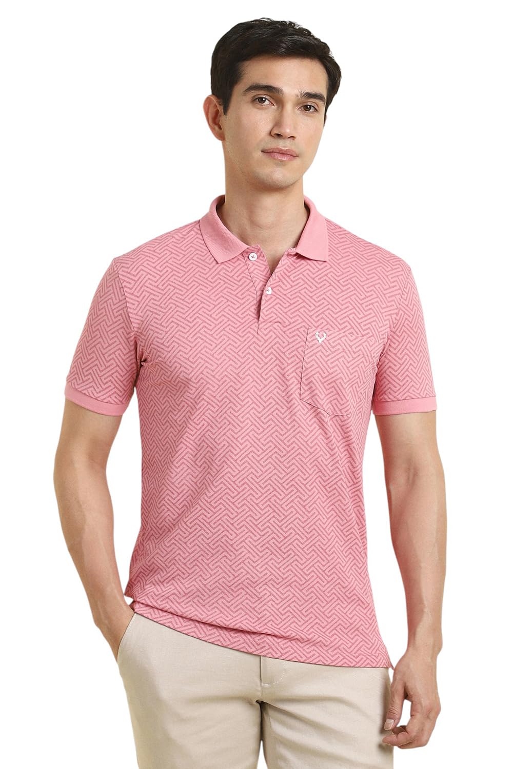 Allen Solly Men Regular Fit Printed Casual Cotton Polyester Polo Shirt
