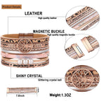 Gifts for Teenage Girls, Inspirational Leopard print rose gold leather Wrap Boho Bracelets for Women,Easter Christmas Birthday J