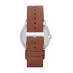 Skagen Men's Holst Multifunction Silver Stainless Steel and Brown Leather Band Watch (Model: SKW6086)