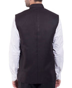 Wintage Men'S Rayon Bandhgala Festive Black Nehru Jacket Waistcoat