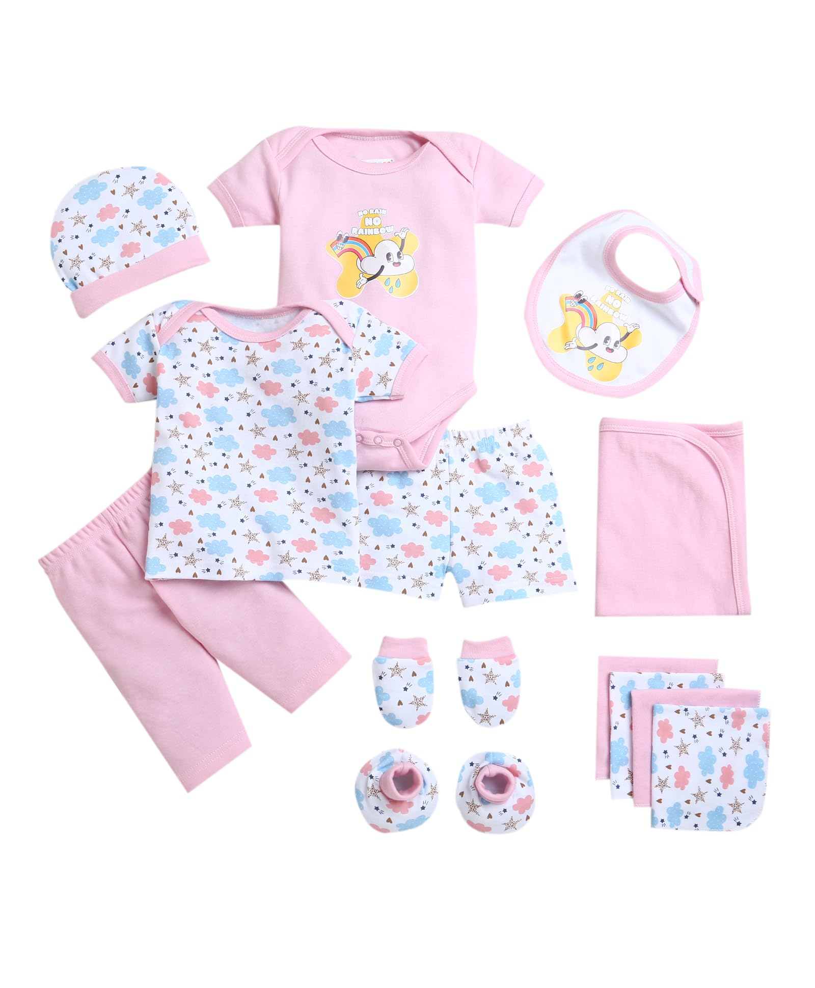 BUMZEE Baby Pink & White Baby Girls Baby Gift Set Pack of 13 Age - 0-3 Months (Peb9544-bpk.wht)