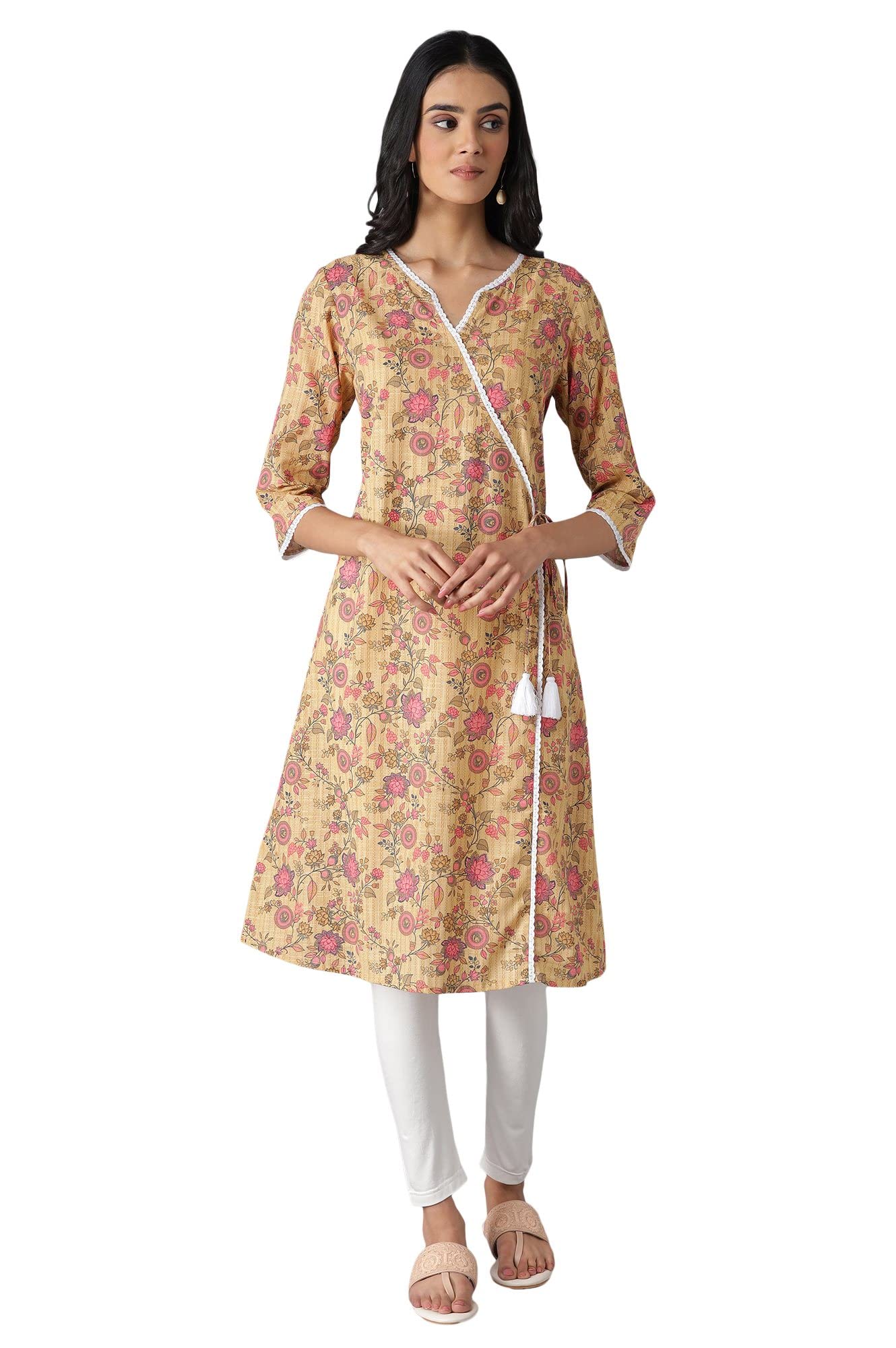 Aurelia Women'S Cotton Floral Kurta & Tight (22Feas14347-503733_Brown