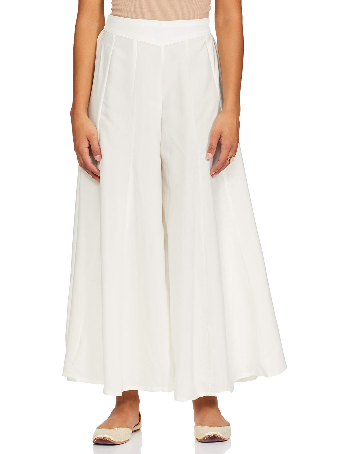 Aurelia WomenS Loose Fit Crepe Palazzos (19Cra60006-601051_White_Small_White_S)