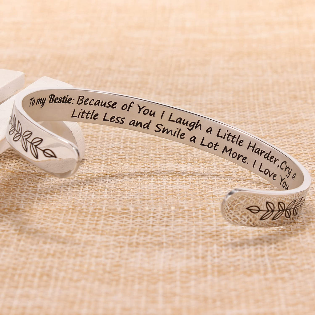 Best Friend Bestie Gifts for Women Friend Bracelet Bff Teen Girl Gifts Gratitude Quotes Engraved Sister Christmas Gift Brithday
