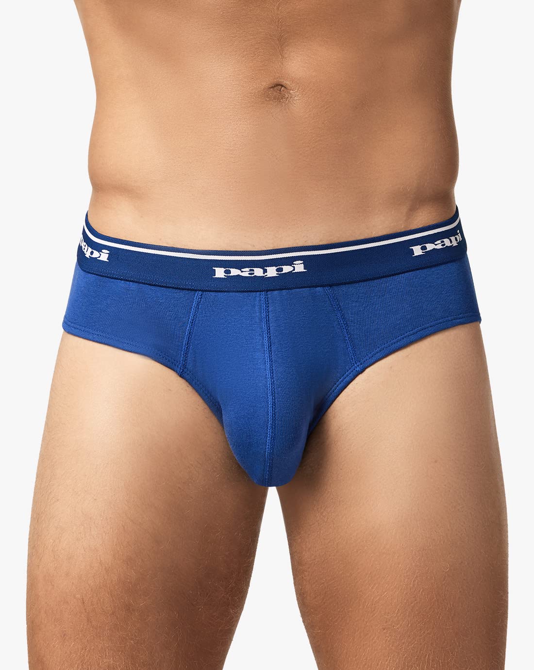 Papi Men's Cotton Low Rise Brief Pack of 3 Underwear, Light Blue/Cobalt/Navy, Medium