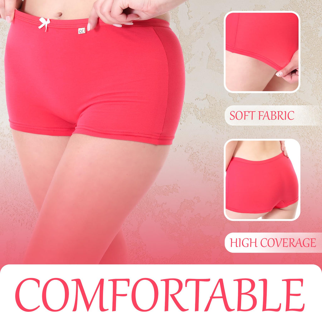 Xjarvis Ladybay WomenS High Coverage Combed Cotton Stretch Boy Shorts Mid Waist Seamless Brief Boxer Underwear Moisture Wicking