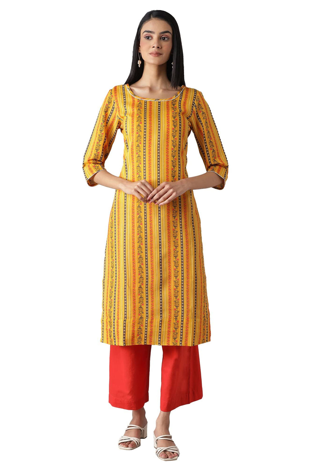 Aurelia Women'S Polyester Kurta & Cullote (22Feas13090-503739_Yellow_Xs)