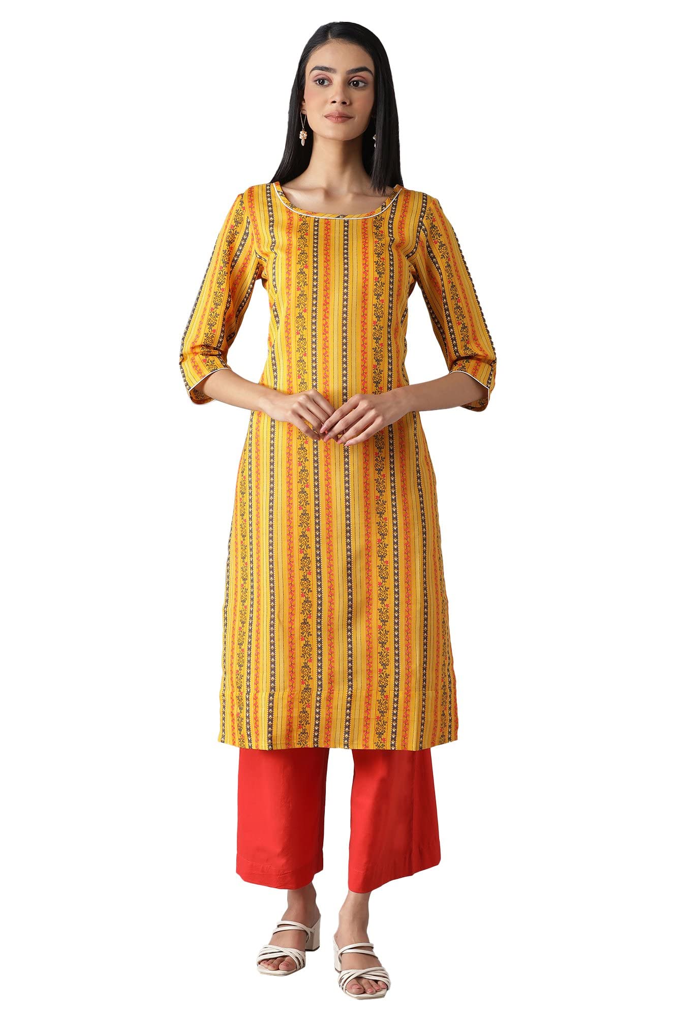 Aurelia Women'S Polyester Kurta & Cullote (22Feas13090-503739_Yellow_Xs)