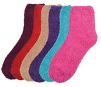 Mamia 6 Pairs Women's Cozy Slipper Socks Fuzzy Sock Multi Color (Solid Colors)
