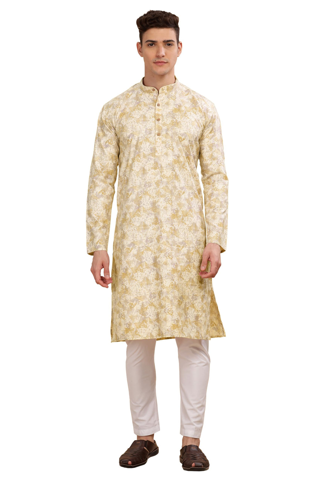 Be Active MenS Cotton Regular Kurta (C-399-4_Yellow-1