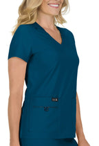 KOI Basics 373 Women's Becca V-Neck Solid Scrub Top (Caribbean, Medium)