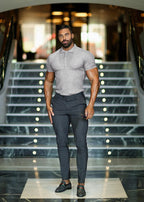 Muscle Polo Shirts for Men Slim Fit Short Sleeve Golf Shirts Men Dry Fit Shirts Casual Stylish Clothes Light Grey