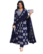 Toochki Gown For Women Wedding | Three Piece Dress For Womens Long | Anarkali Dresses | Ethnic Navy Blue Gowns | Anarakali Suit 