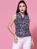 OOMPH! Sleeveless Tops for Women, Blue - mt465