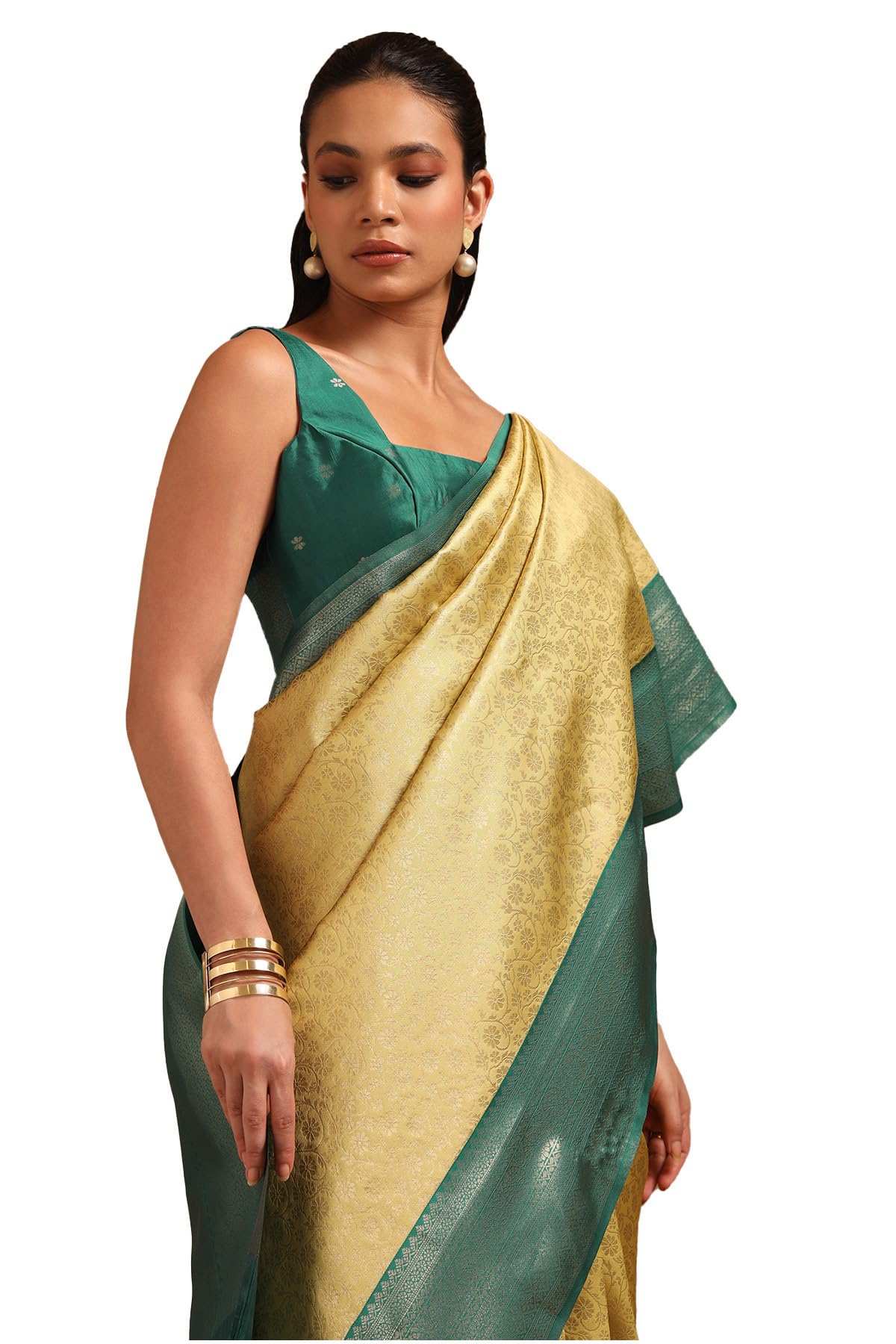 Soch Women Silk Blend Zari Woven Saree with Zari Woven