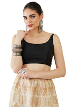 Soch Women Satin Solid Sleeveless Blouse(Black_34)