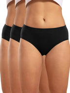 Nykd (Nyp100 All Black Breathable Cotton Hipster Panty Set For Women | Mid Rise, Medium Coverage With Anti Bacterial & Anti Odou