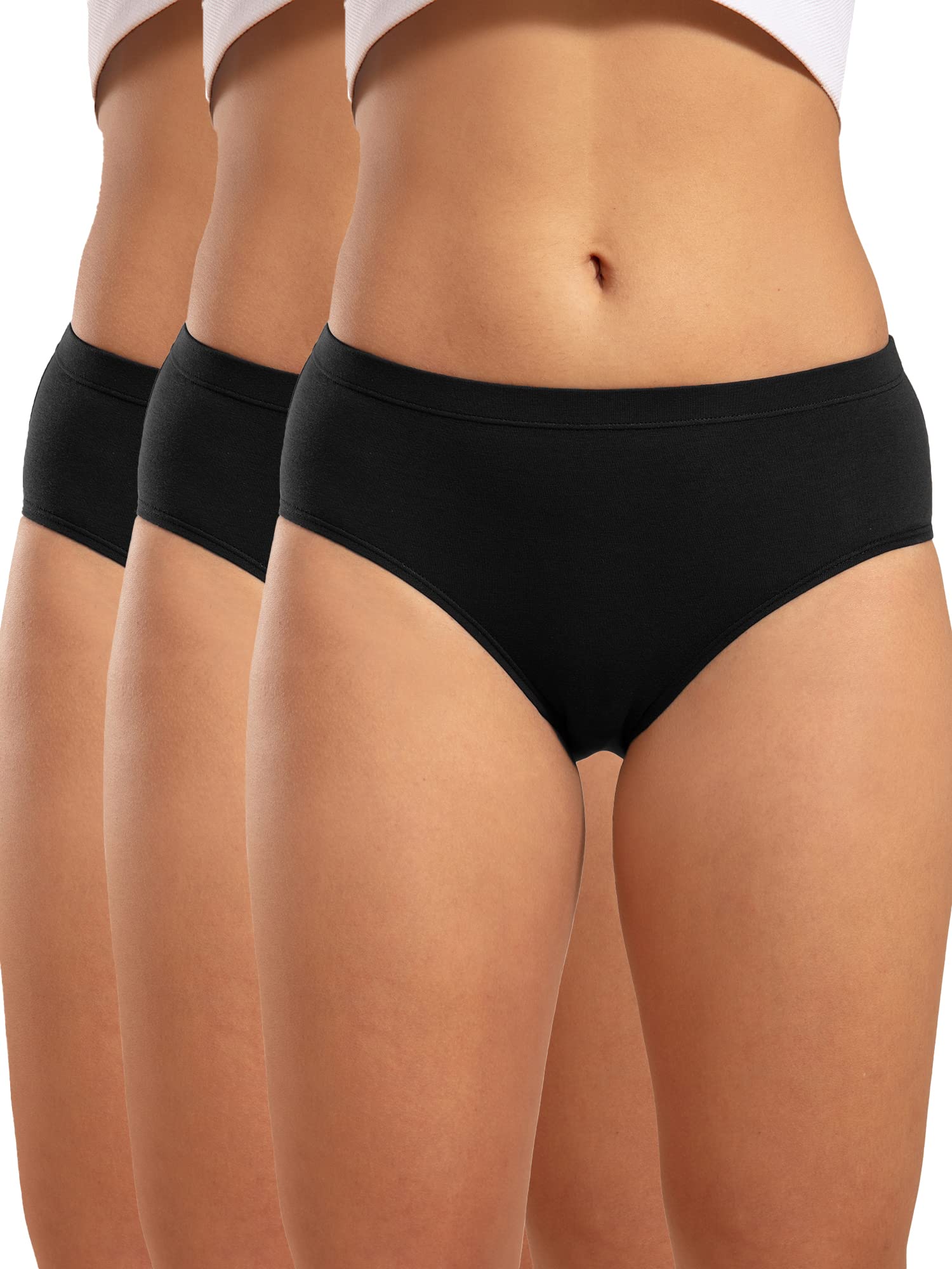 Nykd (Nyp100 All Black Breathable Cotton Hipster Panty Set For Women | Mid Rise, Medium Coverage With Anti Bacterial & Anti Odou