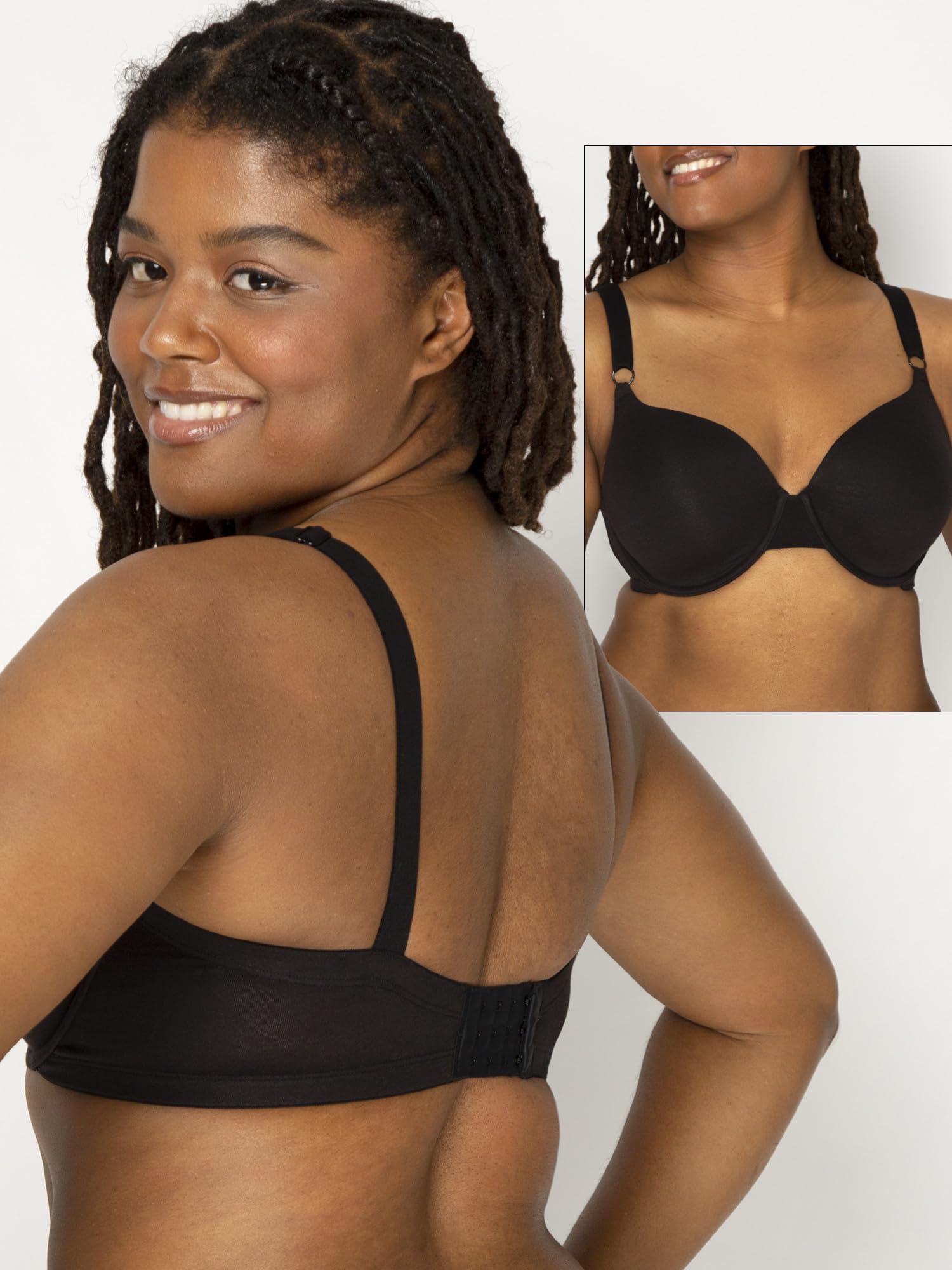 Fruit of the Loom Women's Smooth Cotton T-Shirt Bra-Ultra-Soft, Flexible, and Invisible Under Tees, Lilac Whisper/Purple Velvet/