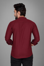 Besix MenS Cotton Solid Shirt With Mandarin Collared Full Sleeve Button Closure Curved Hem Straight Length And One Pocket | Mdr