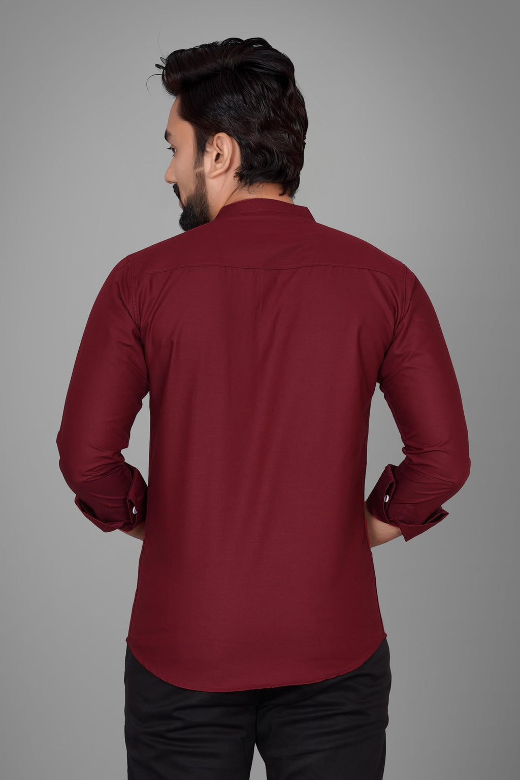 Besix MenS Regular Fit Solid Cotton Shirt | Chinese Collar | Casual | Plain | Branded | Mandarin Collar | Full Sleeve | Summer