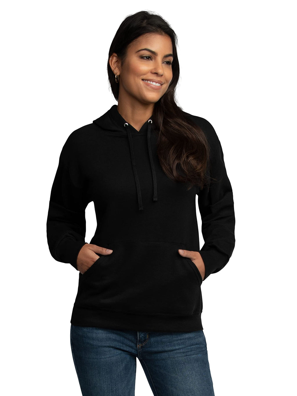 Fruit of the Loom Eversoft Fleece Hoodies, Moisture Wicking & Breathable, Hooded Sweatshirt, Black Pullover, X-Large
