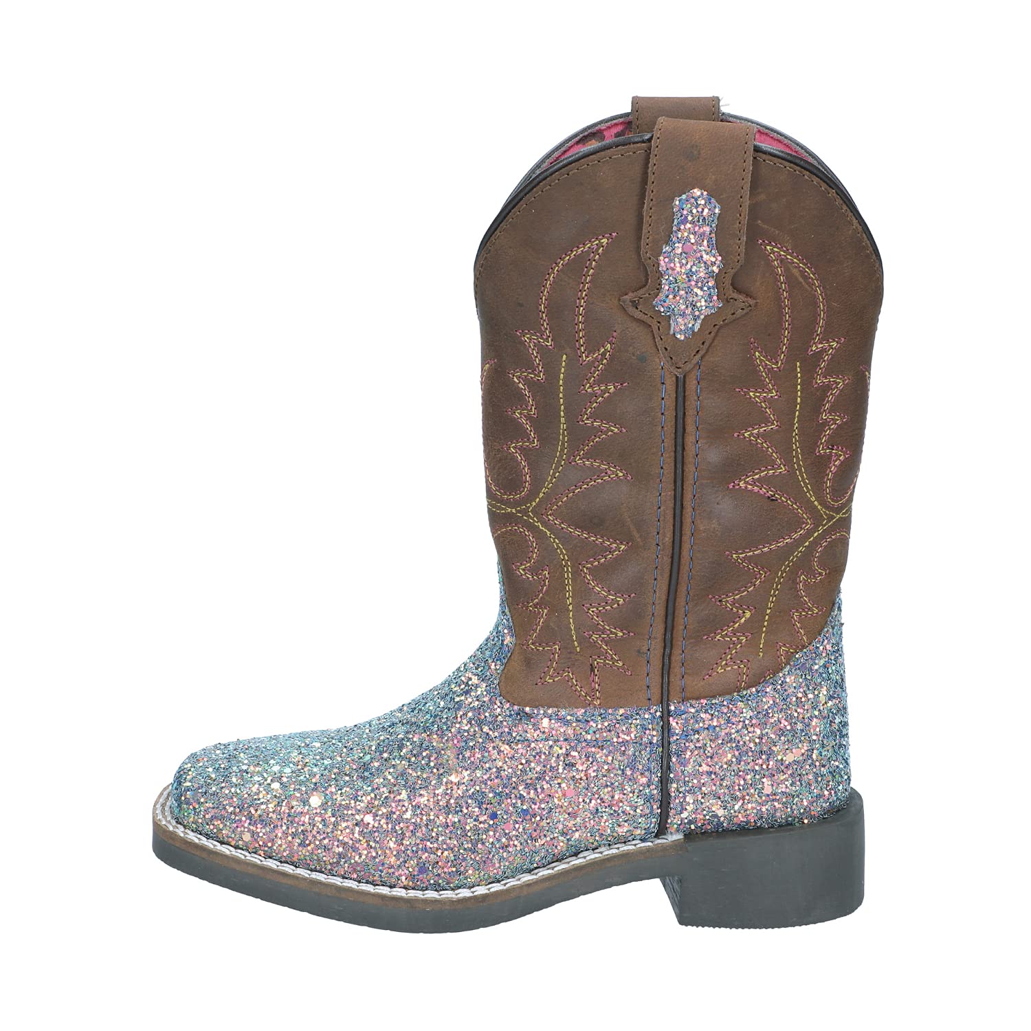 Smoky Mountain Boots Girls' Ariel Western Boot, Big Kid, Pastel Glitter/Crazy Horse, Medium, Size 6 US